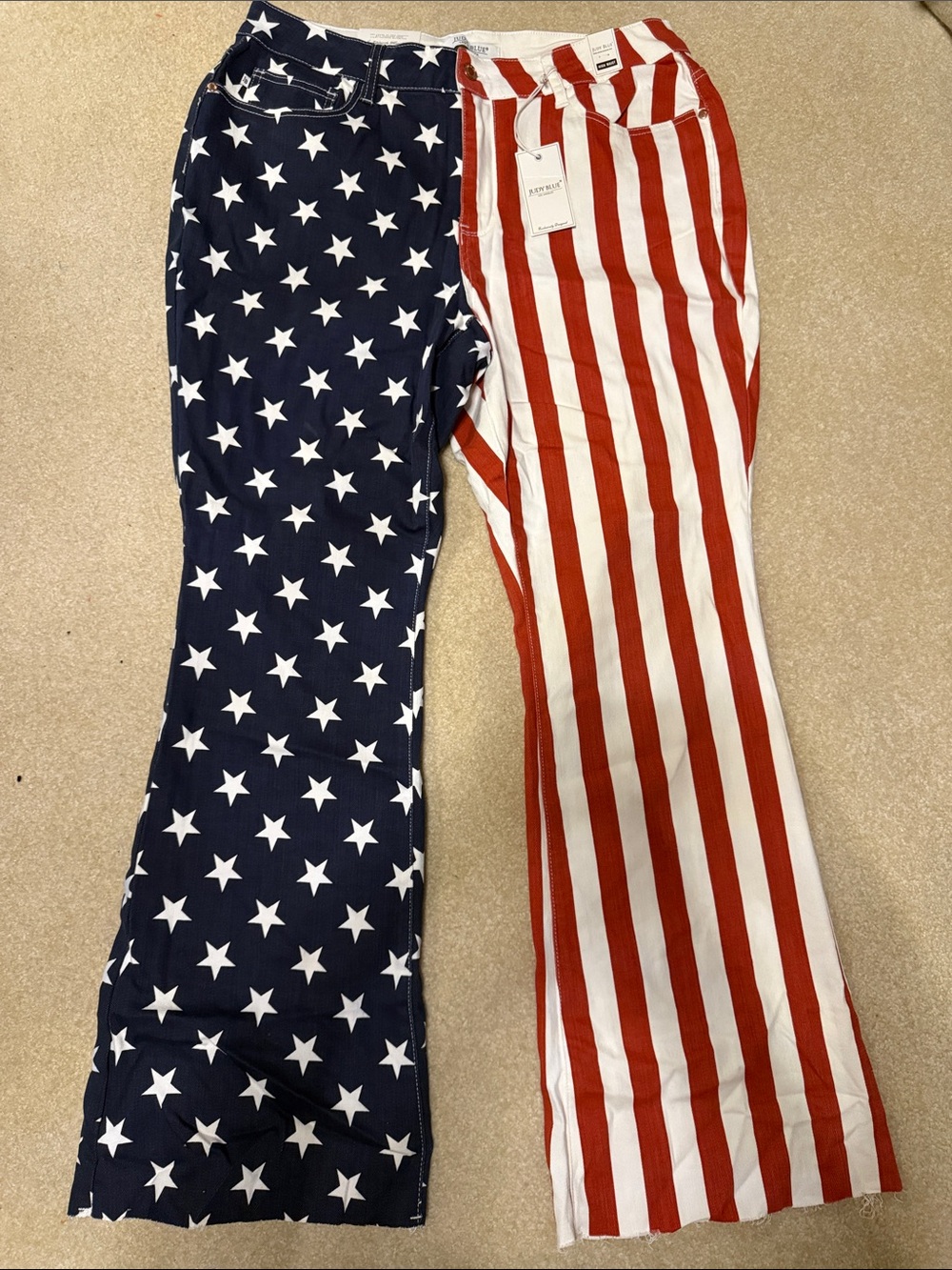 Judy Blue Red, White & Blue Flag Print High Waist Pants